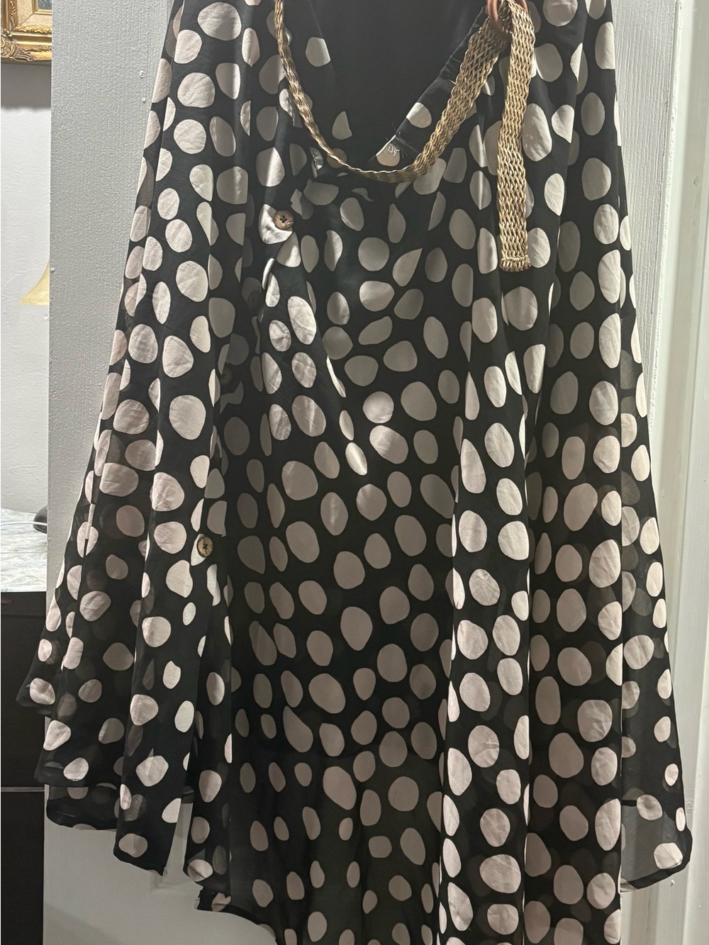 Black and White High-Low Polka Dot Skirt